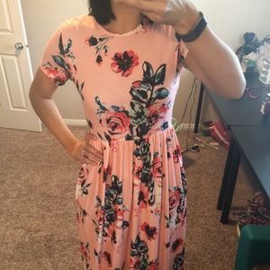 Light Pink Floral Maxi Dress